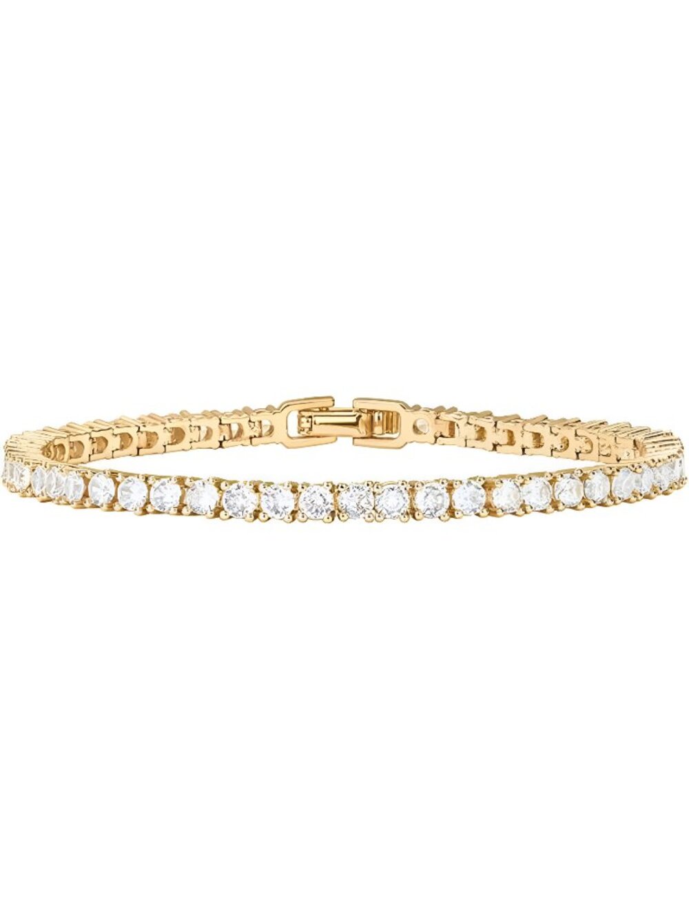 14K Gold Plated 3mm Cubic Zirconia Classic Tennis Bracelet | Size 6.5-7.5 Inch